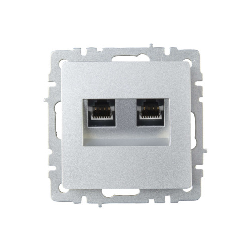 BRITE Розетка компьютерная двойная RJ45 кат.6 РК11-2-БрА алюминий IEK