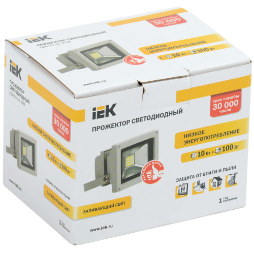 Прожектор светодиодный СДО 05-10 SMD IP65 серый IEK