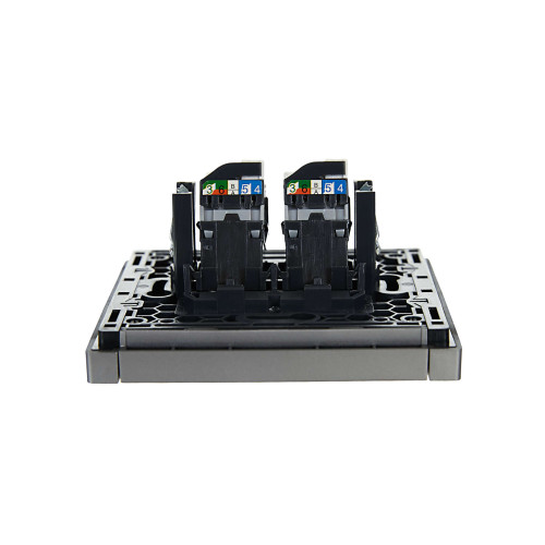 FORTE&PIANO Розетка компьютерная двойная RJ45 кат.5E FP533 сталь IEK