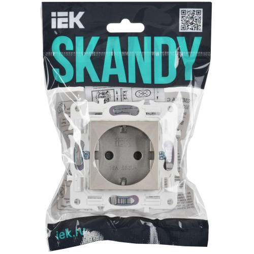 SKANDY Розетка с заземлением с защитными шторками 16А SK-R04Sh шампань IEK