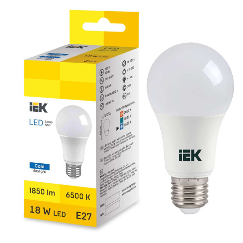 LED Bulb A65 18W 6500K E27 IEK
