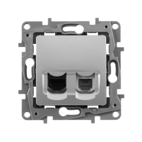 ETIKA Розетка двойная RJ11+RJ45 кат.5E UTP алюминий
