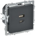 BRITE Розетка USB A+C 45Вт высокоскоростная зарядка РЮ11-2-БрГ графит IEK BRITE Розетка USB A+C 45Вт высокоскоростная зарядка РЮ11-2-БрГ графит IEK