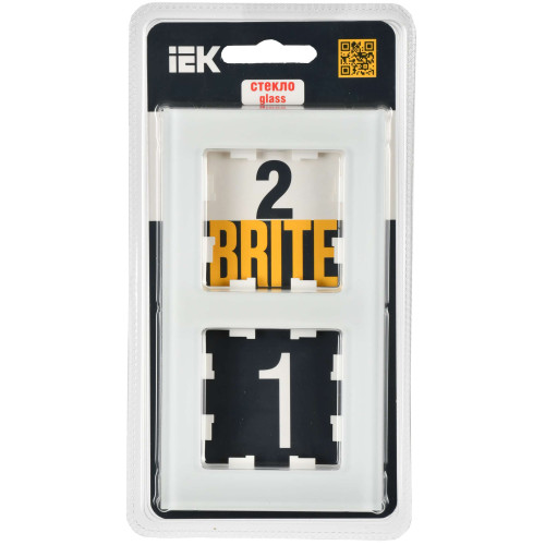 BRITE Рамка 2-местная РУ-2-2-Бр стекло белый матовый IEK