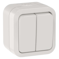 TORS Выключатель двухклавишный 10А IP55 TS305 белый IEK