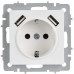 BRITE Розетка 1-местная с заземлением с защитными шторками 16А с USB A+A 5В 2,1А РЮш10-1-БрАБ арктический белый IEK