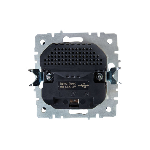 BRITE Розетка 1-местная с заземлением с защитными шторками 16А с USB A+C 18Вт РЮш11-1-БрЖ жемчуг IEK