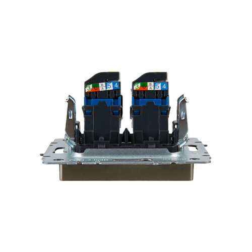 BRITE Розетка компьютерная двойная RJ45 кат.6 РК11-2-БрШ шампань IEK