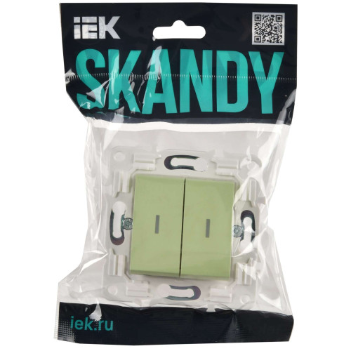 SKANDY Выключатель 2-клавишный проходной с индикацией 10А SK-V10G мятный IEK