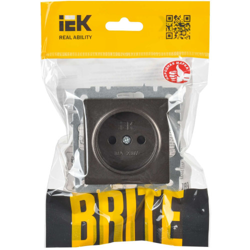 BRITE Розетка 1-местная без заземления с защитными шторками 10А РСш10-2-БрТБ темная бронза IEK