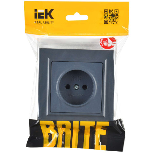 BRITE Розетка 1-местная без заземления без защитных шторок 10А в сб. РСР10-1-0-БрМ маренго IEK