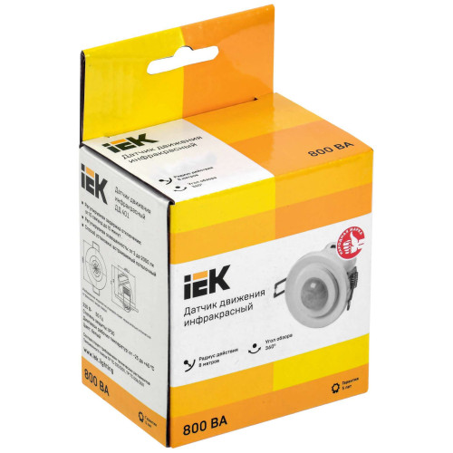 Датчик движения ДД-401 800Вт 360град 8м IP20 белый IEK