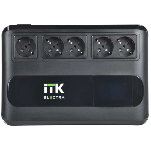 ITK ELECTRA LT5 ИБП однофазный линейно-интерактивный 1000ВА/600Вт 5хSchuko LCD дисплей АКБ 1х9AH USB+USB Charge RJ45/11