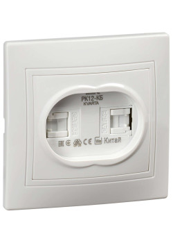 KVARTA Розетка 2-местная компьютерная RJ45 кат.5е РК12-КБ белый IEK
