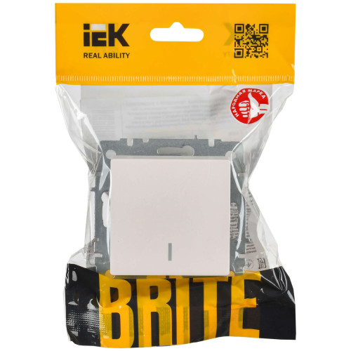 BRITE Выключатель 1-клавишный проходной с индикацией 10А ВС10-1-7-БрЖ жемчуг IEK