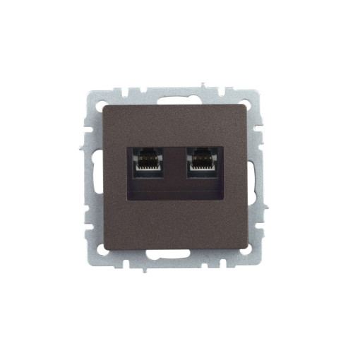 BRITE Розетка компьютерная двойная RJ45 кат.5E РК10-2-БрТБ темная бронза IEK
