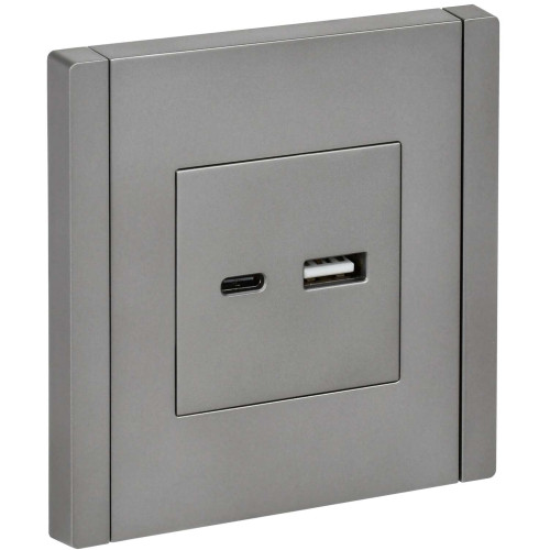 FORTE&PIANO Розетка USB A+C 3,1А FP550 сталь IEK