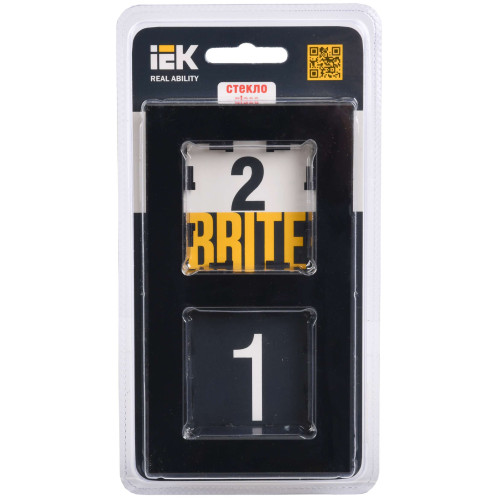 BRITE Рамка 2 -местная РУ-2-2-БрЧ стекло черный IEK