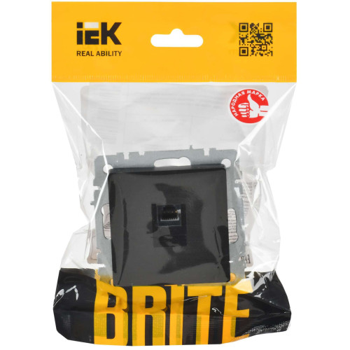BRITE Розетка компьютерная RJ45 кат.6 РК11-БрЧ черный IEK