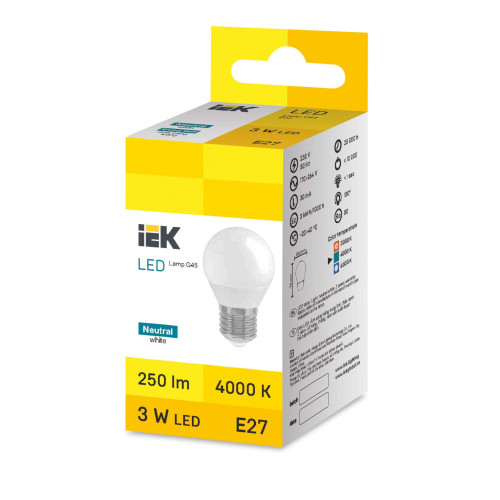 LED Globe G45 3W 4000K E27 IEK