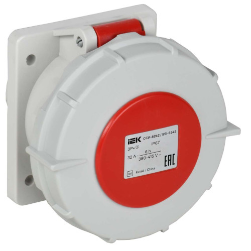Розетка встраиваемая прямаяССИ-6242 32А-6ч 380В 3P+PE IP67 IEK