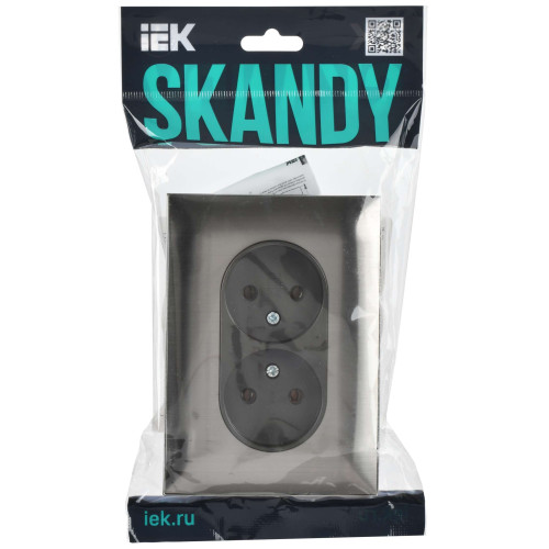 SKANDY Розетка 2-местная без заземления без защитных шторок 10А в сборе SK-R10N металл никель IEK