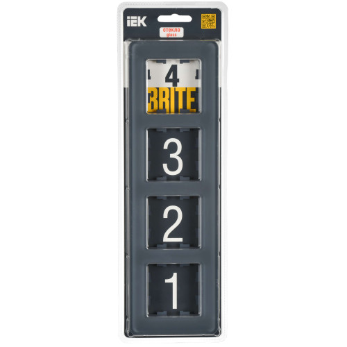 BRITE Рамка 4-местная РУ-4-2-Бр стекло графит RE IEK
