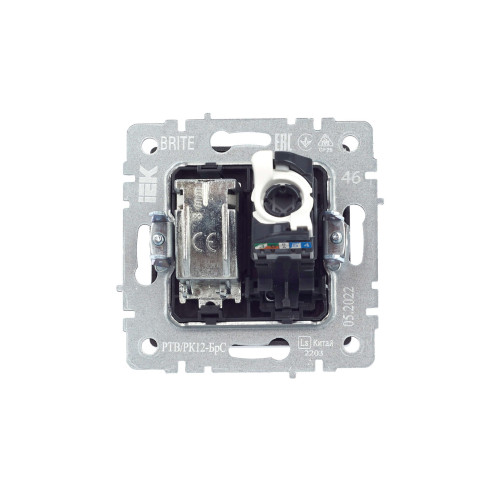 BRITE Розетка двойная TV+RJ45 кат.5E РТВ/РК12-БрС сталь IEK