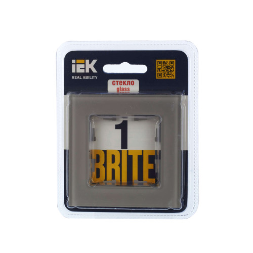 BRITE Рамка 1 -местная РУ-1-2-БрД стекло дымчатый IEK