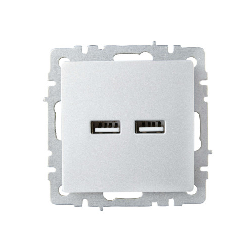 BRITE Розетка USB A+A 5В 3,1А РЮ10-1-БрА алюминий IEK
