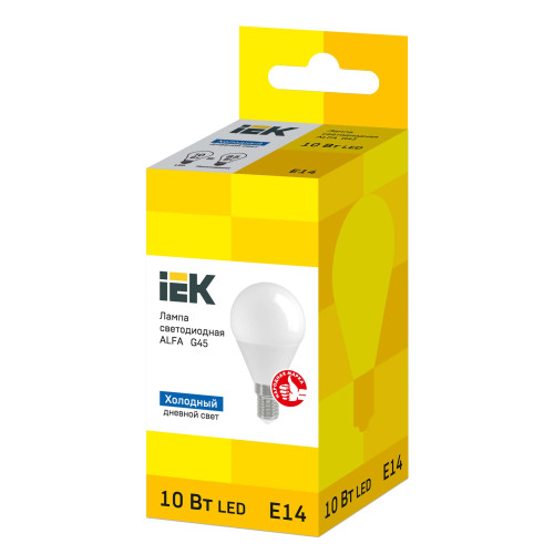 Лампа светодиодная ALFA G45 шар 10Вт 230В 6500К E14 IEK