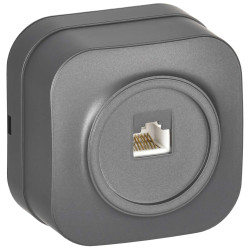 GLORY Розетка для открытой установки компьютерная RJ45 кат.5E РК10-ХСм сталь матовый IEK