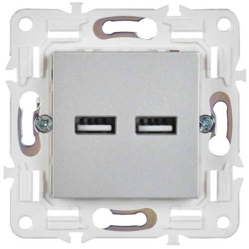 SKANDY Розетка USB A+A 3,1А SK-R15S серебряный IEK