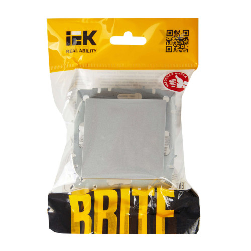 BRITE Выключатель 1-клавишный проходной 10А ВС10-1-6-БрА алюминий IEK