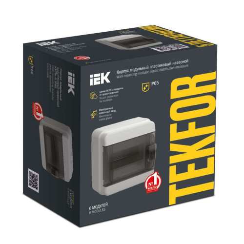 TEKFOR Корпус пластиковый КМПн-6 IP65 черная прозрачная дверь IEK