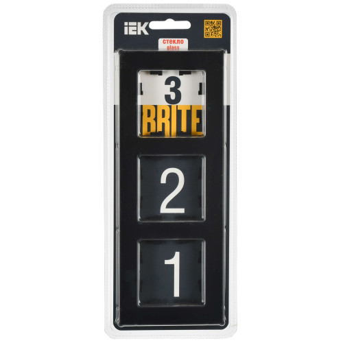 BRITE Рамка 3-местная РУ-3-2-Бр стекло черный матовый IEK