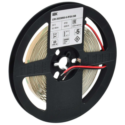 Лента светодиодная 5м LSR-2835W60-6-IP20-24В IEK