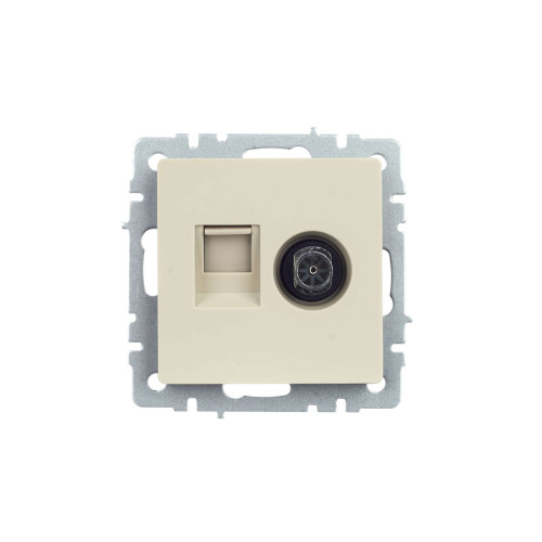 BRITE Розетка двойная TV+RJ45 кат.5E РТВ/РК12-БрКр бежевый IEK