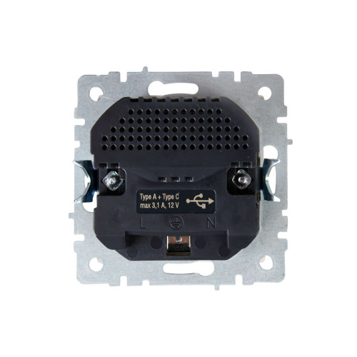 BRITE Розетка 1-местная с заземлением с защитными шторками 16А с USB A+C 18Вт РЮш11-1-БрКр бежевый IEK
