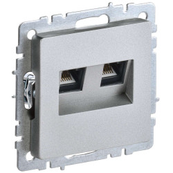 BRITE Розетка компьютерная двойная RJ45 кат.5E РК10-2-БрА алюминий IEK