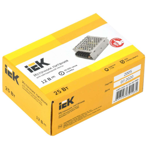 Драйвер LED ИПСН-PRO 25Вт 12В блок-клеммы IP20 IEK