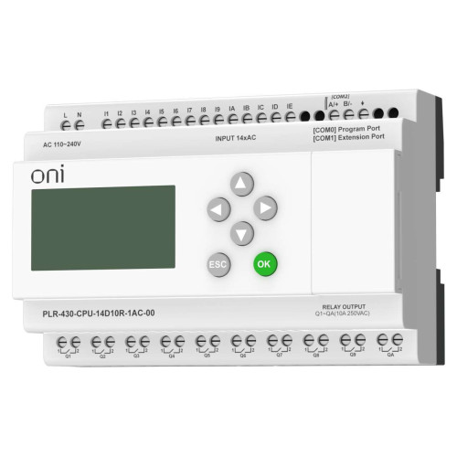 ПЛК 430 Модуль ЦПУ 14 DI 10 RO 220В AC с экраном ONI