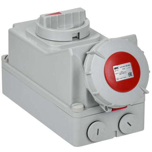 Розетка с механической блокировкой ССИ-824 32А-6ч/380В 3P+PE IP67 IEK
