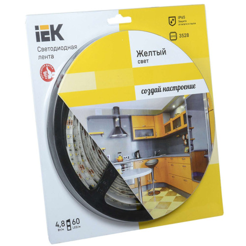 Лента светодиодная 5м блистер LSR-3528Y60-4.8-IP65-12V IEK-eco