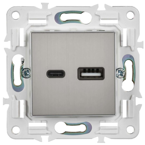 SKANDY Розетка USB A+C 3,1А SK-R14N металл никель IEK