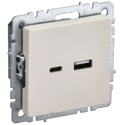 BRITE Розетка USB A+C 18Вт РЮ11-1-БрКр бежевый IEK