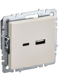 BRITE Розетка USB A+C 18Вт РЮ11-1-БрКр бежевый IEK