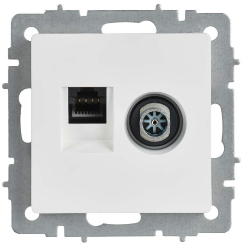 BRITE Розетка двойная TV+RJ45 кат.5E РТВ/РК12-БрАБ арктический белый IEK