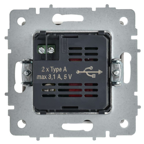 BRITE Розетка USB A+A 5В 3,1А РЮ10-1-БрАБ арктический белый IEK