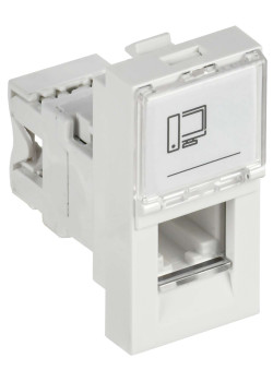 PRIMER РКИ-10-00-П-6 Розетка компьютерная RJ45 UTP кат.6 (1 модуль) белая IEK